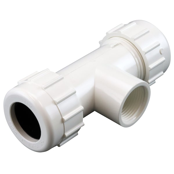 Apollo 1 in. x 1 in. PVC Compression Tee Fitting with 1 in. FIP Branch PVCCOMPT1F - main